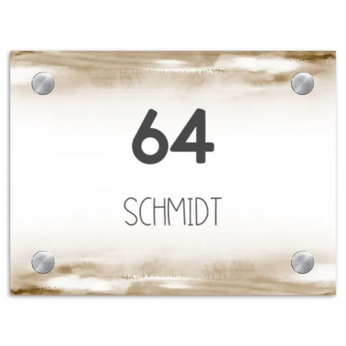 Aquarelachtergrond - Bruin - Modern Naambord Rechthoek middel -3d