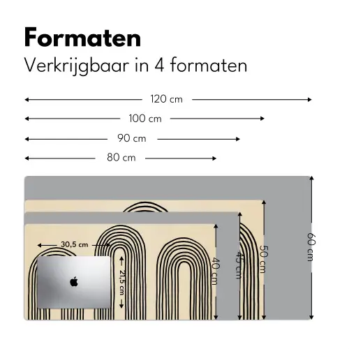 Boogvormen - Zwart - Strak Muismat XXL klein -sfeer5