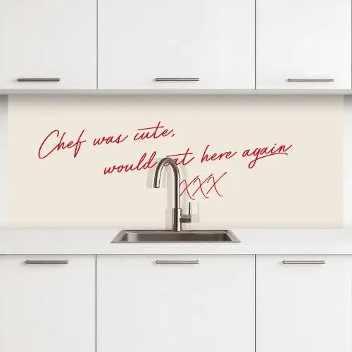 Chef was cute would eat here agian keuken achterwand 2 middel -3d