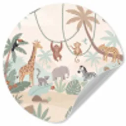 Jungle - Dieren - Groen Wandcirkel behangsticker klein -3d