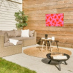 Modern - Sterren - Roze Tuinposter op houten frame 2 cm dik klein 845 -sfeer2