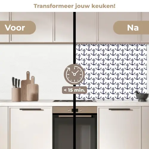 Oceaan - Anker - Blauw - Wit keuken achterwand 2 middel 871 -voor-na2_NL