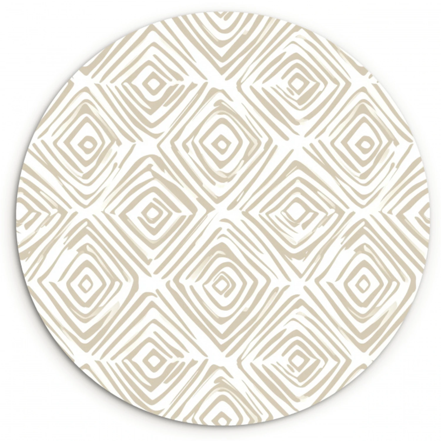 Abstract - Ruit - Beige Wandcirkel kunststof plaat 5mm dik klein 188 -3d
