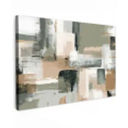 Penseelstreken - Abstract - Aardetinten Tuinposter op houten frame 2 cm dik klein -3d