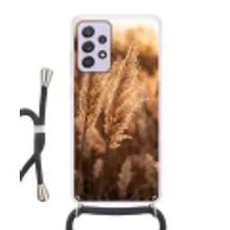 Rietpluimen - Gras - Zonsondergang - Goud - Serene Hoesje Samsung Galaxy A52 5G met koord klein -3d