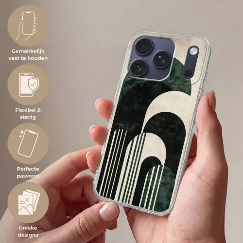 Bogen - Donkergroen - Lijnen Telefoonhoesje iPhone 17 Pro klein -sfeer3_NL