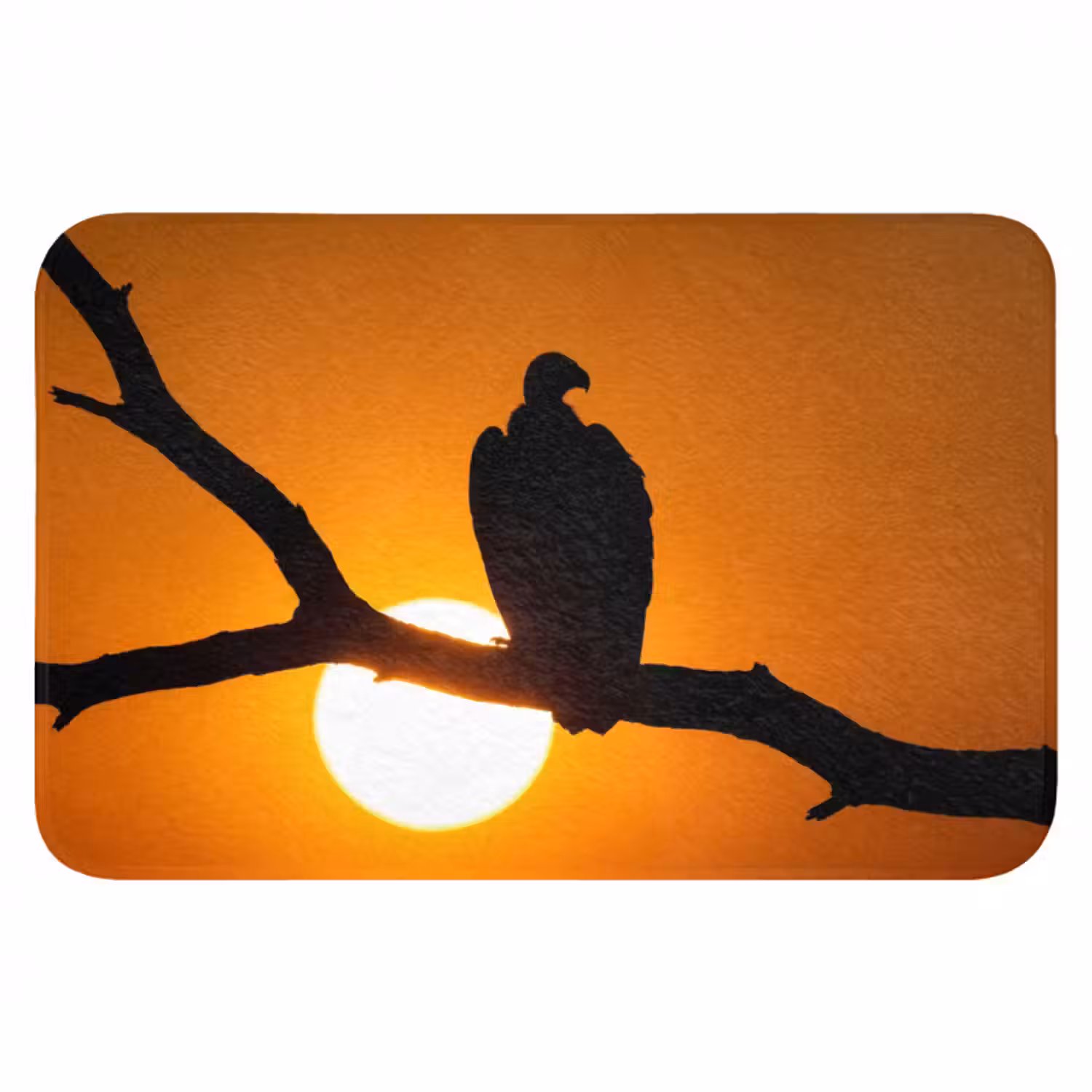 Badematte - Geier - Zweig - Sonne - Orange