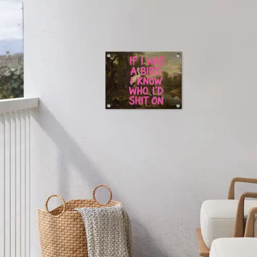 Klassiek - Humor - Roze tuinposter los doek klein -sfeer8