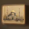 Goud - Abstracte penseelstreken - Moskee Light Box met batterij (Wandlamp) middel -z3d_website
