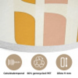 Geometrisch - Patroon - Geel - Roze Akoestische PET Vilt - Rond klein 838 -closeup_NL