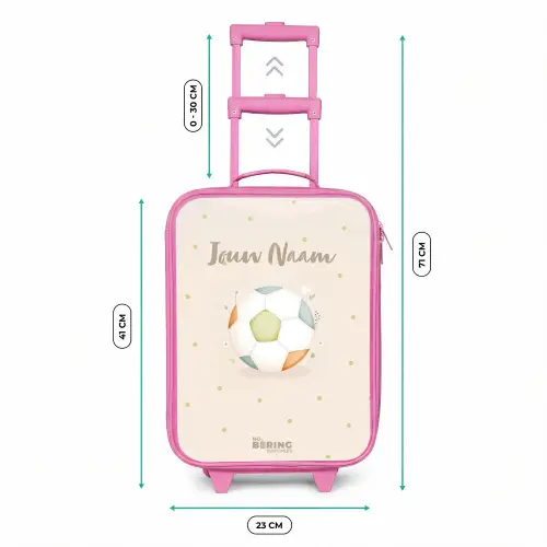 Voetbal in beige pastel kleuren Kinderkoffer - Roze klein -productfoto_formaten