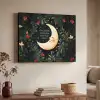 Maan - Quote - Bloemen - Sterren Textielframe zwart klein -sfeer3