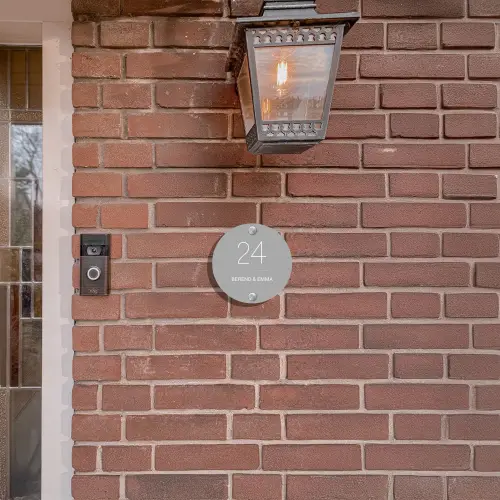 Effen lichtgrijs - Klassiek Naambord Rond klein -sfeer7-rond-XS