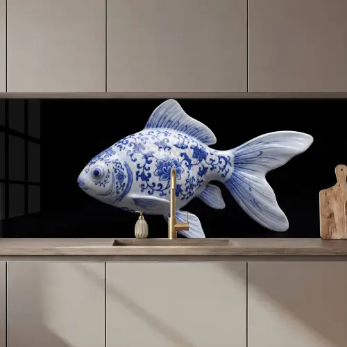 Porselein - Goudvis - Delfts - Blauw keuken achterwand 2 middel zz_3dshopping