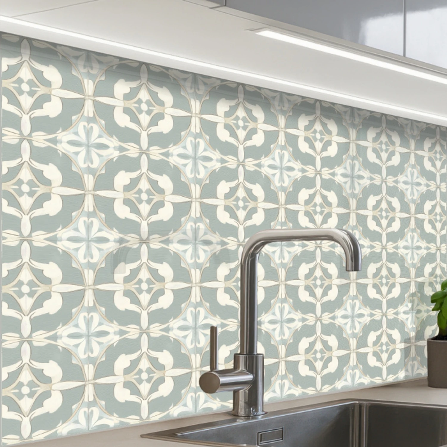 Klassiek - Pastel - Bloemaccent keuken achterwand 2 middel 865 -zzzz3d_schuin
