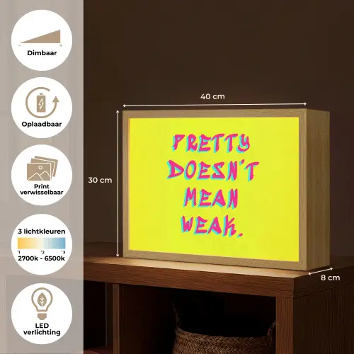 Quote - Minimalistisch - Kleurrijk Light Box met batterij (Wandlamp) middel -USP_websiteoverzichtNL