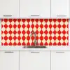 Golvend patroon - Retro - Rood - Beige keuken achterwand 2 middel 871 -3d