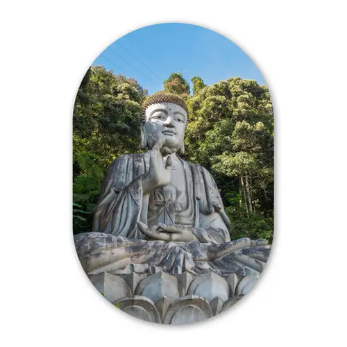 Boeddha beelden - Jungle - Buddha - Spiritualiteit - Mediteren Wandcirkel Ovaal Forex klein -3d