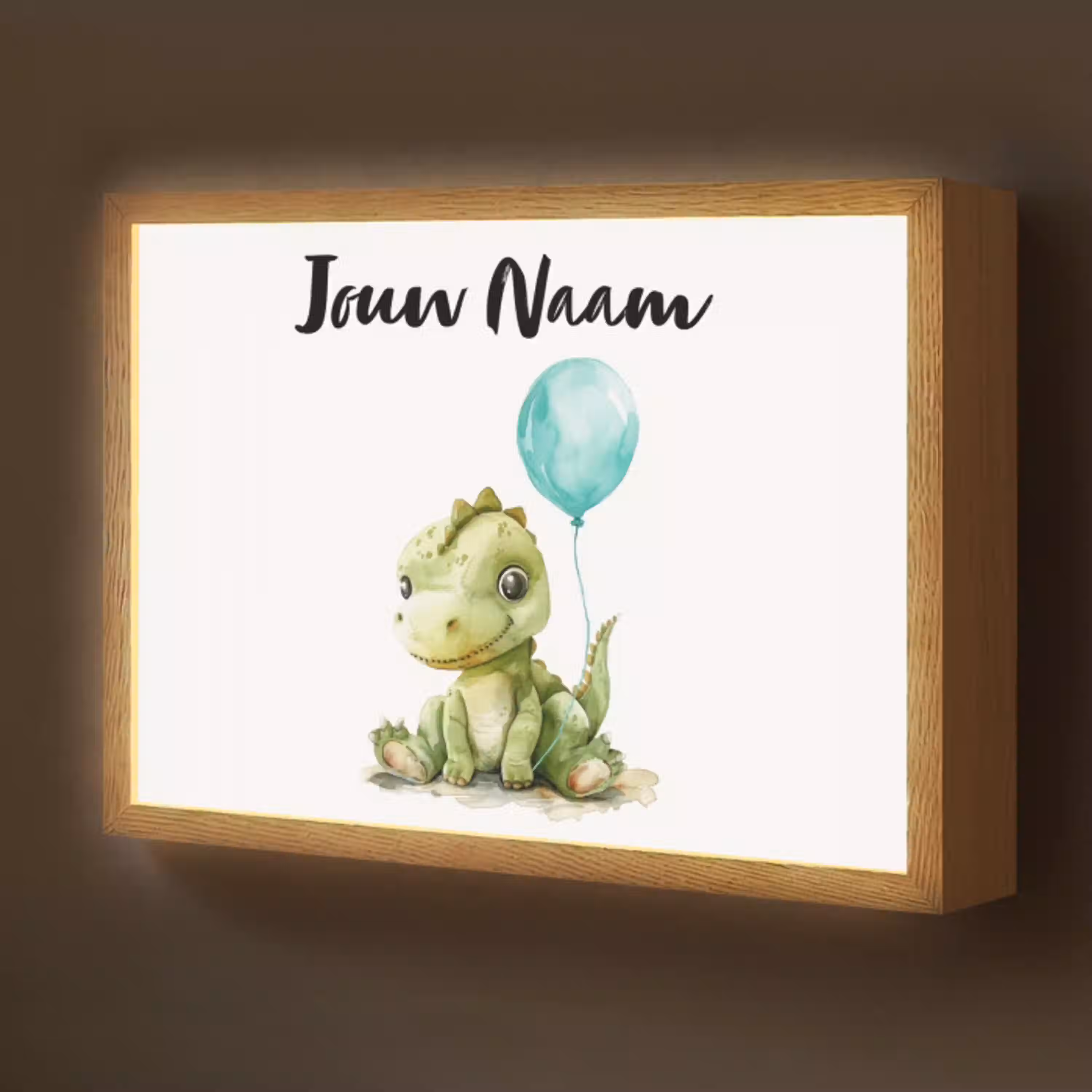 Draak - Baby dier - Blauwe ballon Light Box met batterij (Wandlamp kind) middel -z3d_website