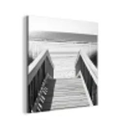 Loopbrug - Hout - Strand - Zee aluminium wit klein -3d