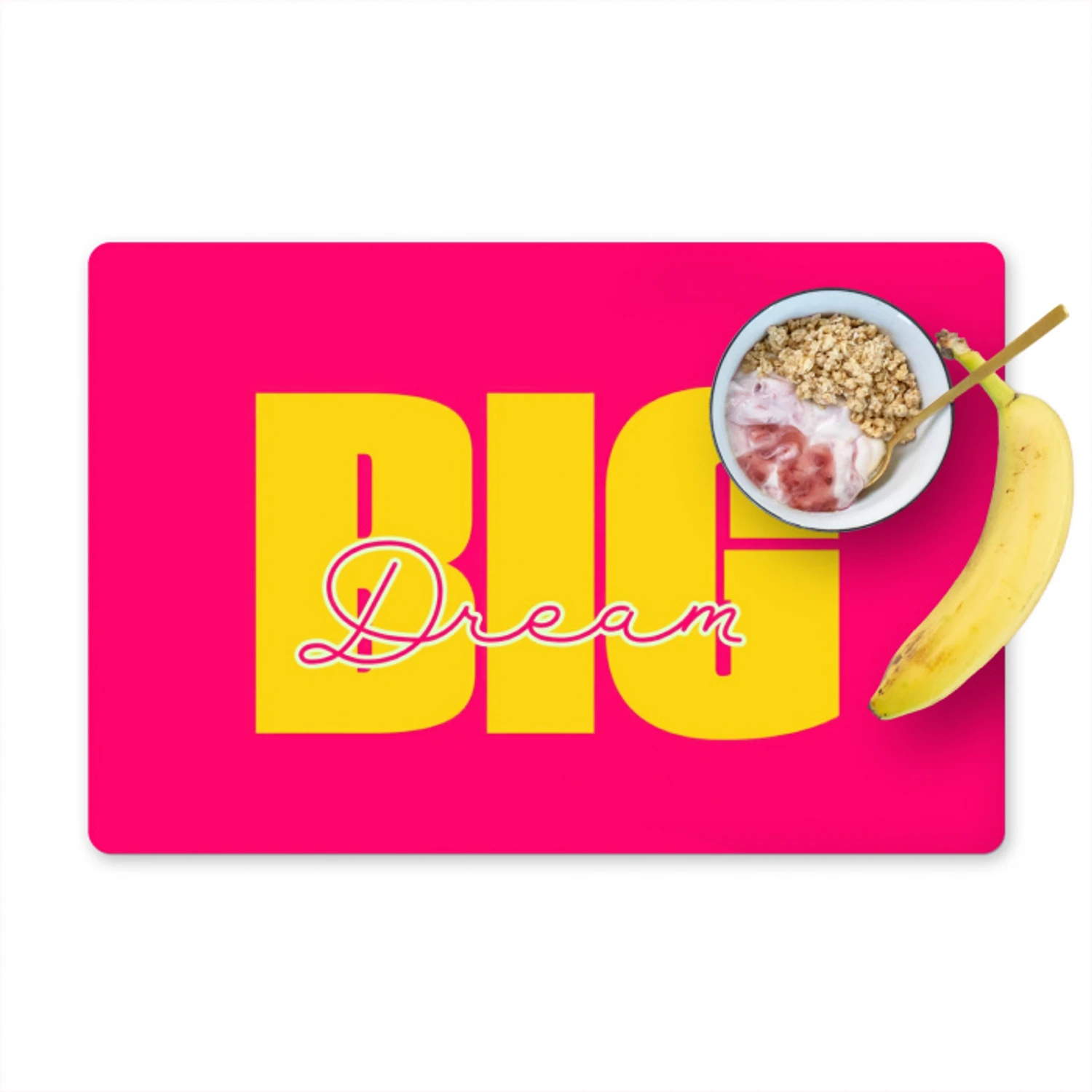 Dream big - Roze - Geel - Minimalistisch Placemat vinyl groot -zzzproduct_Kitchenyeah-website