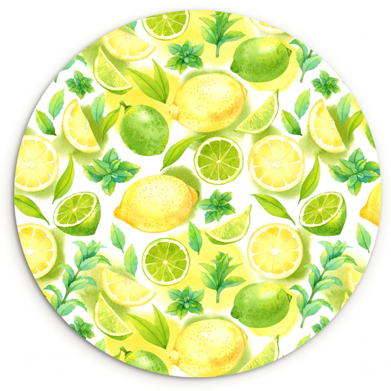 Citroen - Geel - Limoen - Groen Wandcirkel plexiglas klein 852 -3d