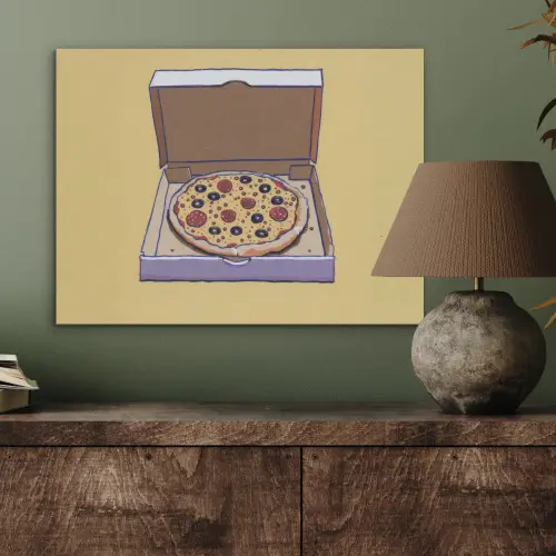 Pizza - Doos - Salami - Illustratie PET vilt klein -sfeer2