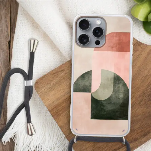 Cirkel - Abstract - Roze Hoesje iPhone 16 Pro Max met koord klein -sfeer4