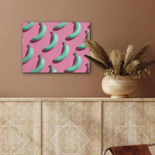 Bananen - Patroon - Blauw - Roze PET vilt klein -sfeer4