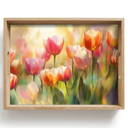 Tulpen - Sprookjesachtig - Kleurrijk Dienblad Rechthoek middel -z3d_shopping