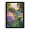 Tuinhuisje - Blauw - Bloemen fotolijst zwart zonder passe partout klein -3d