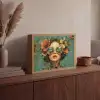 Vrouw - Bloemen - Vlinders - Natuur - Vintage Light Box met batterij (Wandlamp) middel -sfeer2