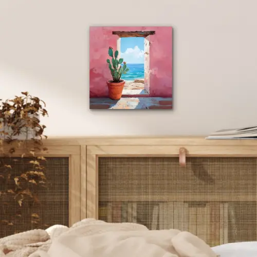 Zee - Roze - Cactus aluminium wit klein -sfeer3