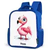 Roze flamingo in het water Kinderrugzak - Blauw middel -schuin