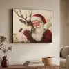 Kerstman - Rendier - Kerst - Christmas Textielframe zwart klein -sfeer3