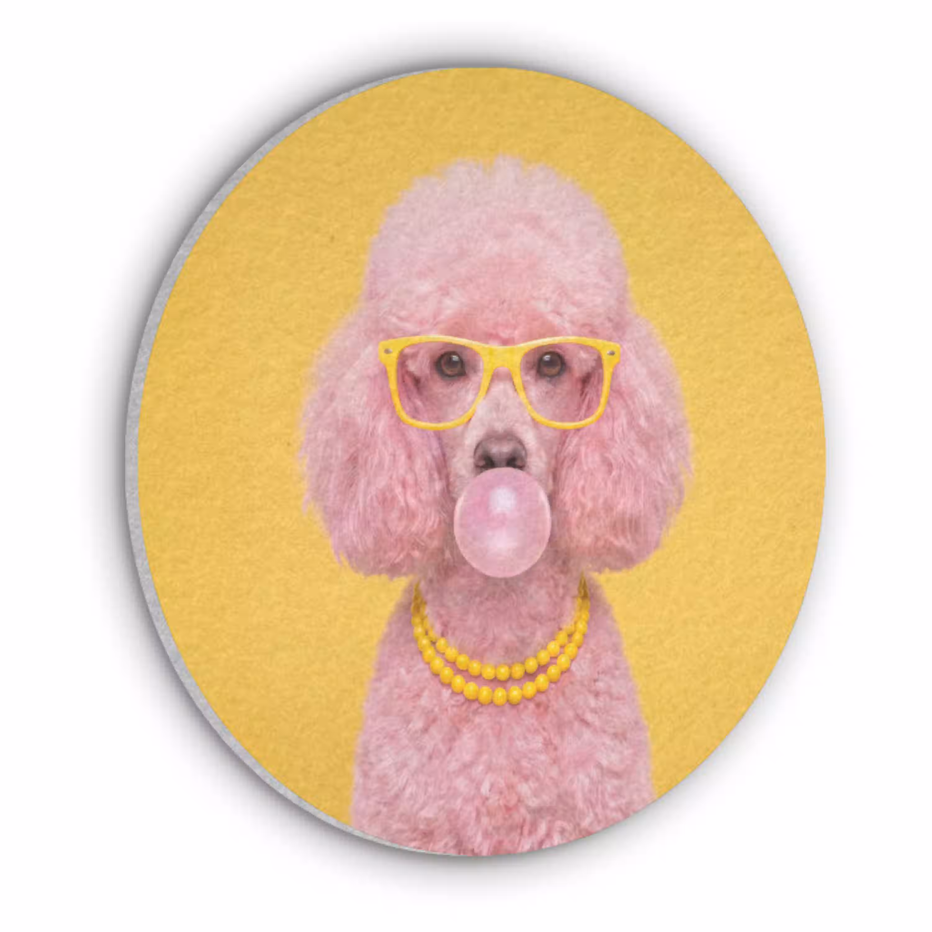 Hond - Kauwgum - Dieren - Modern - Roze Akoestische PET Vilt - Rond klein -3d