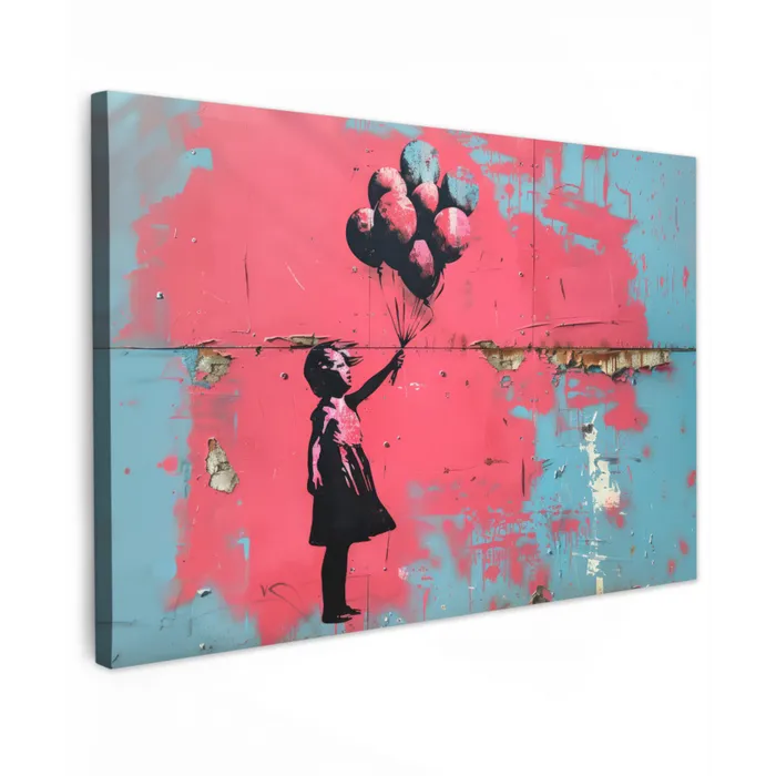 Graffiti - Meisje - Ballon - Banksy - Street art canvas 2cm klein -z3d
