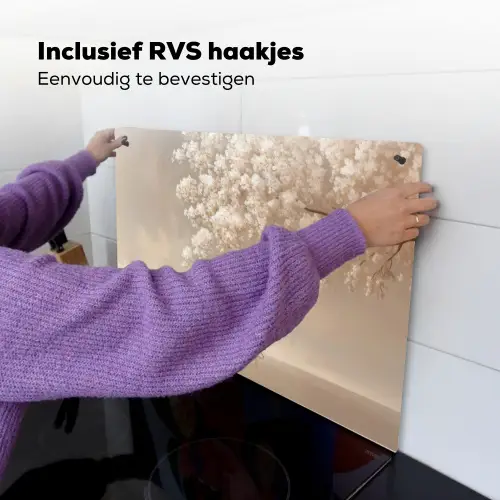 Bloesems - Wit - Boot - Minimalistisch Inductie beschemer met haakjes klein -ky-ophangen-nl