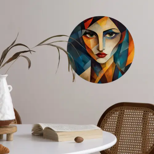 Portret - Abstract - Vormen Wandcirkel behangsticker klein -sfeer3