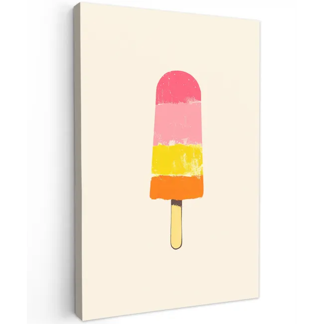 Waterijsje - Retro - Stokje - Roze Tuinposter op houten frame 2 cm dik klein -3d