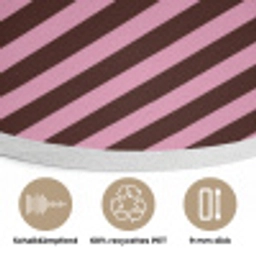 Strepen - Roze - Bruin Akoestische PET Vilt - Rond klein 838 -closeup_DE