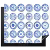Borden - Bloemen - Patroon - Blauw Inductie beschermer vinyl 3mm middel 274 -3d