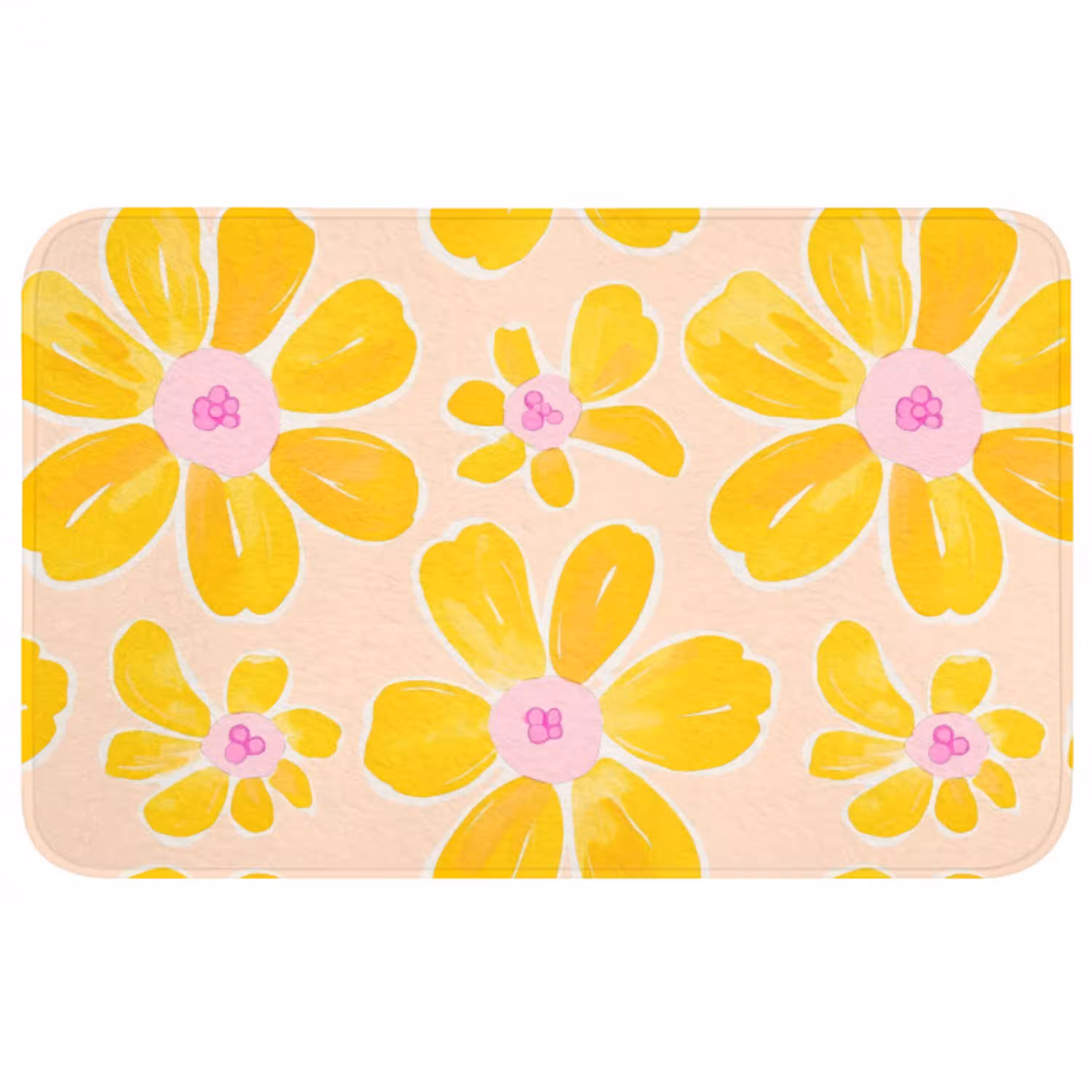 Zomers - Bloemen - Geel Badmat middel 997 -3d
