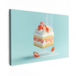 Slagroom - Taart - Blauw - Eten Tuinposter op houten frame 2 cm dik klein -3d