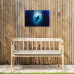 Walvis - Vissen - Donkerblauw Tuinposter op houten frame 2 cm dik klein -sfeer4