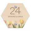 Gekleurde tulpen beige achtergrond - Klassiek Naambord Hexagon klein -3d