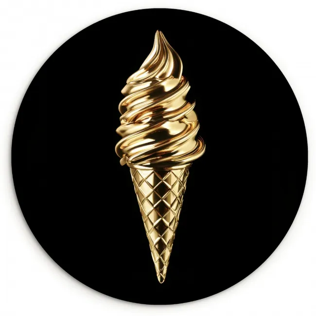 Ijs - Goud - Zwart - Eten KitchenYeah - Keuken - Wandcirkel Forex klein -3d