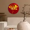 Bloem - Goud - Glazen Wandcirkel kunststof plaat 5mm dik klein -sfeer1
