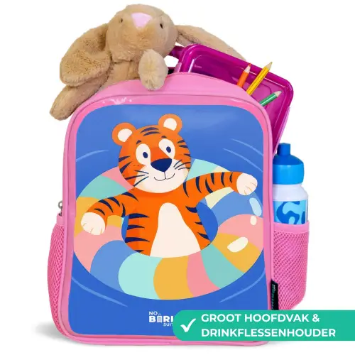Tijger - Zwemband - Water Kinderrugzak - Roze middel -inhoud_NL