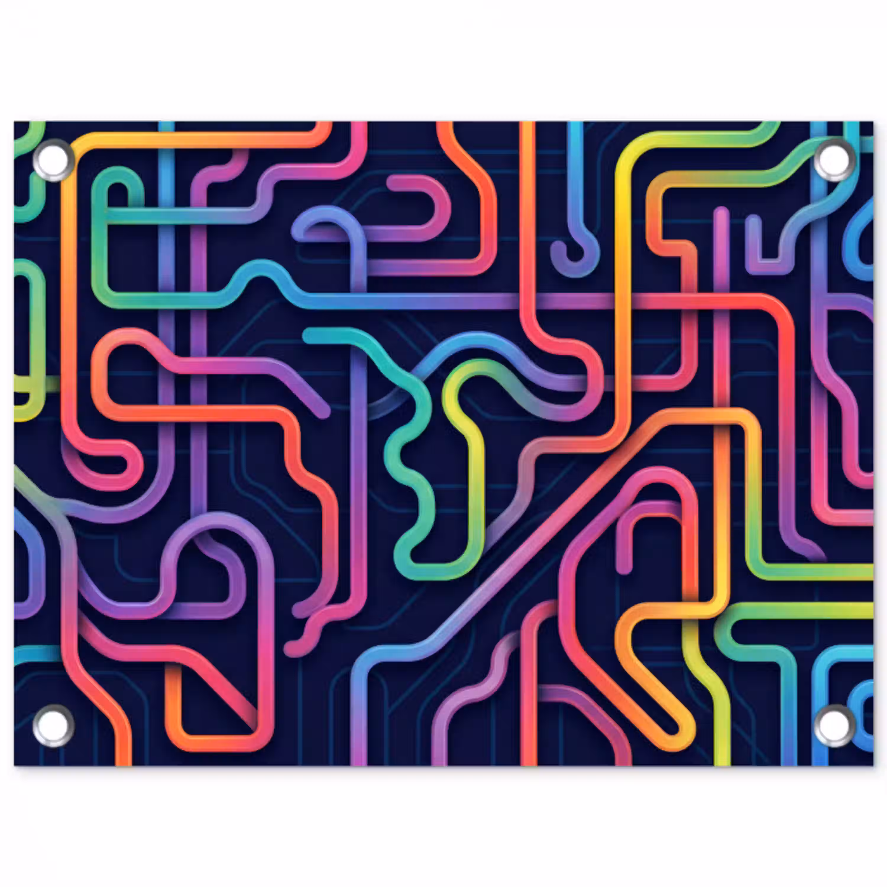 Retro - Abstract - Neon tuinposter los doek klein -3d